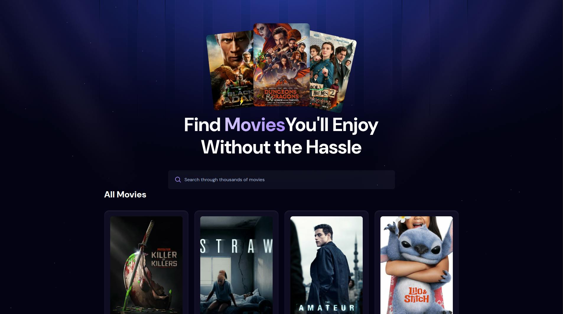 Movie App Homepage