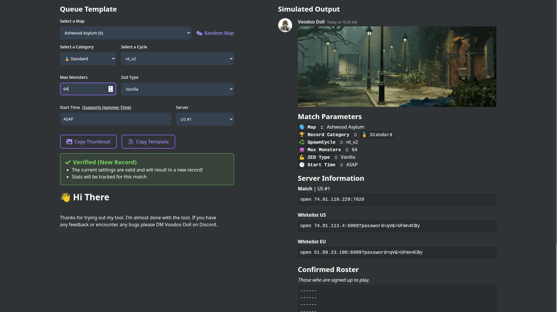 Voodoo Doll's KF2 Queue Template Homepage