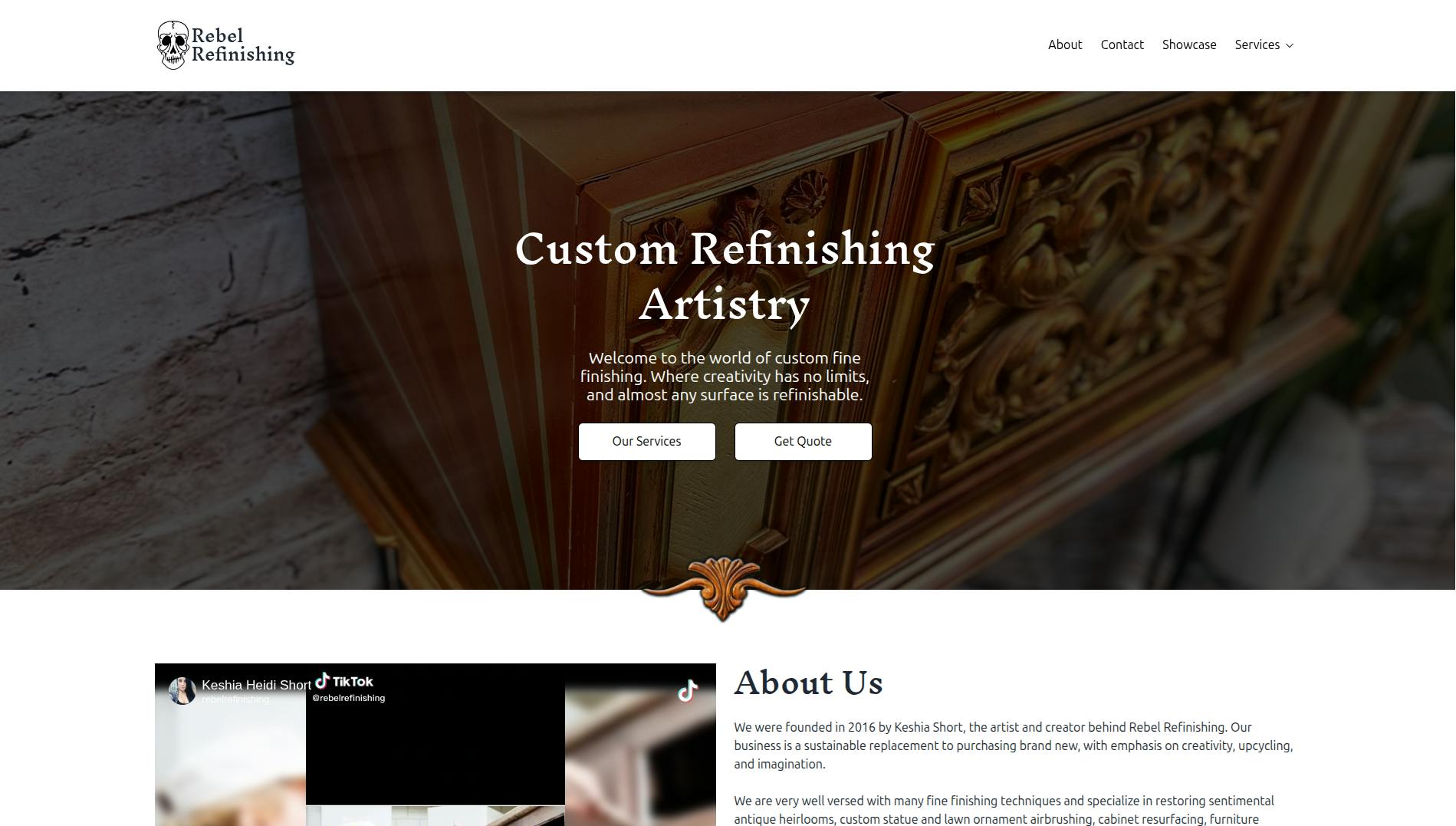 Homepage of Rebel Refinishing