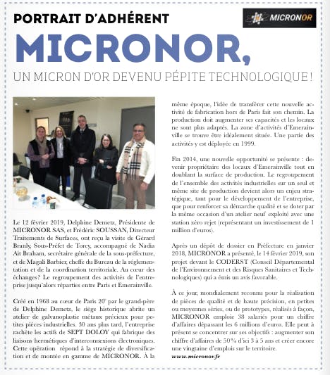 Page CAP'IDF sur Micronor