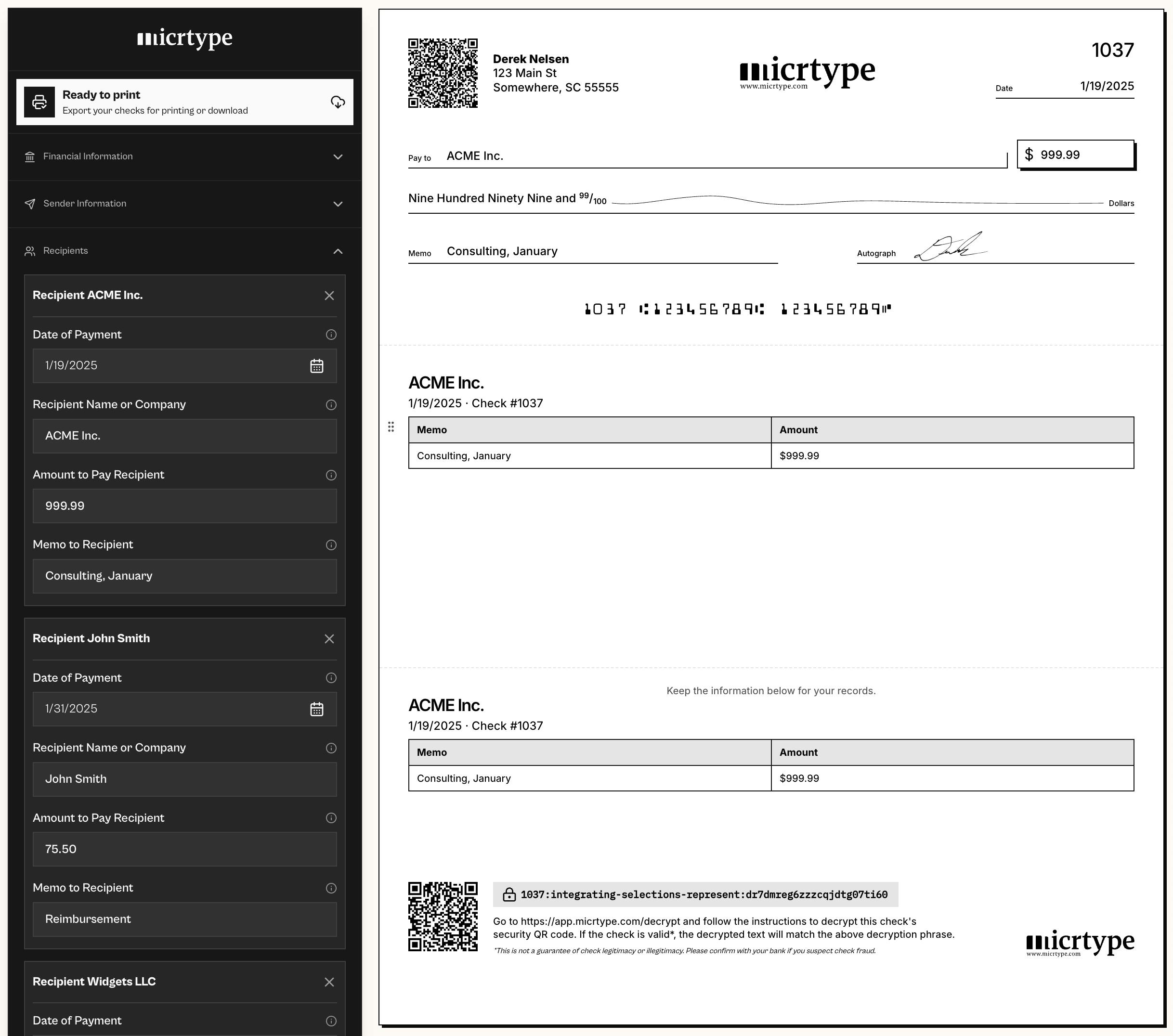 MICRtype application