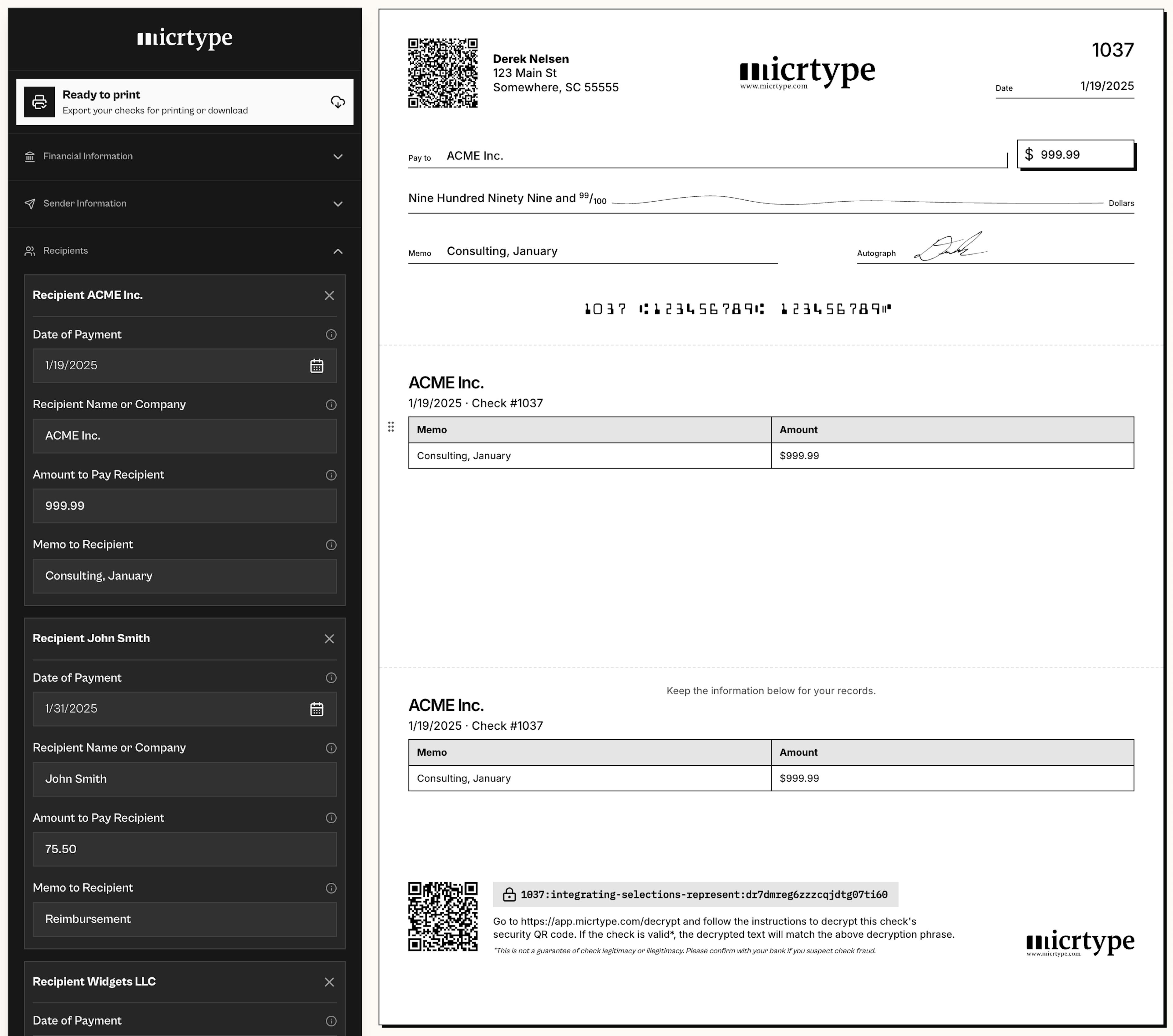 MICRtype application