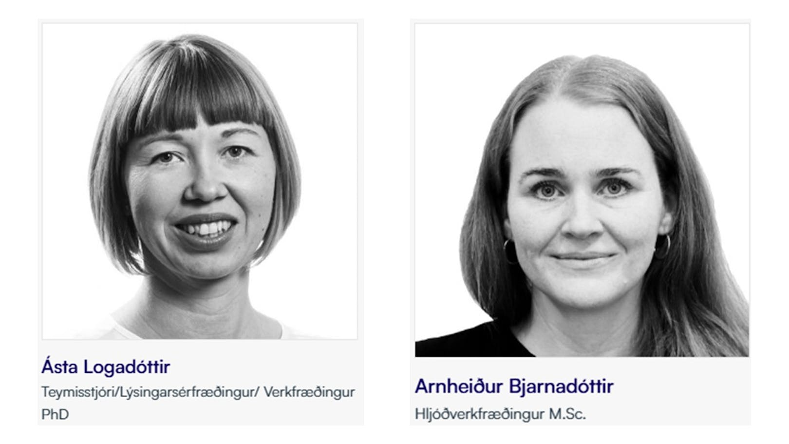 Portrett myndir af Ástu Logadóttur og Arnheiði Bjarnadóttur