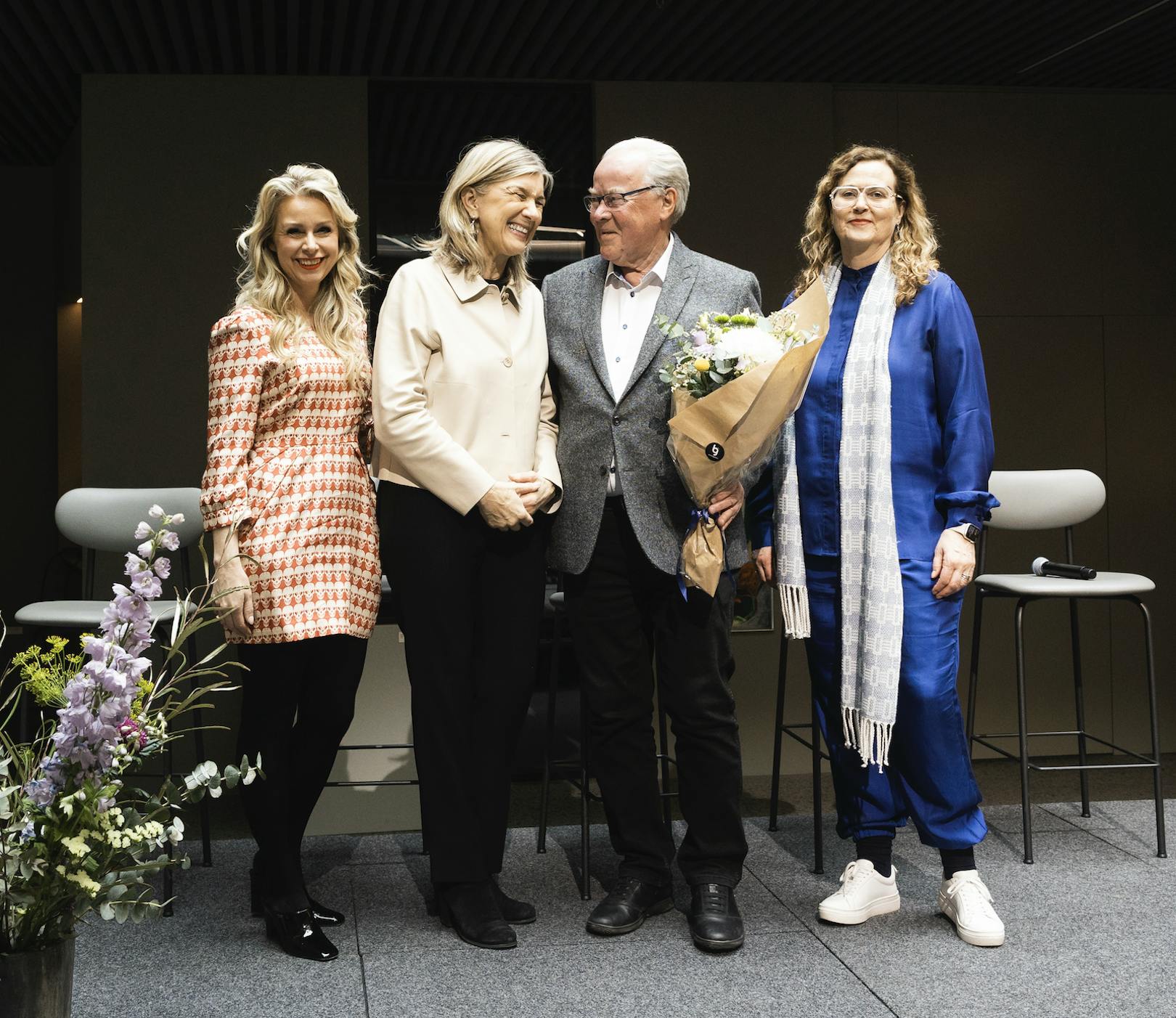 Frá vinstri: Helga Ólafsdóttir framkvæmdastjóri HönnunarMars, Hanna Katrín Friðriksson atvinnuvegaráðherra, Eyjólfur Pálsson stofnandi Epal og Halla Helgadóttir framkvæmdastjóri Miðstöðvar hönnunar og arkitektúrs. Ljósmyndari: Sunna Ben.