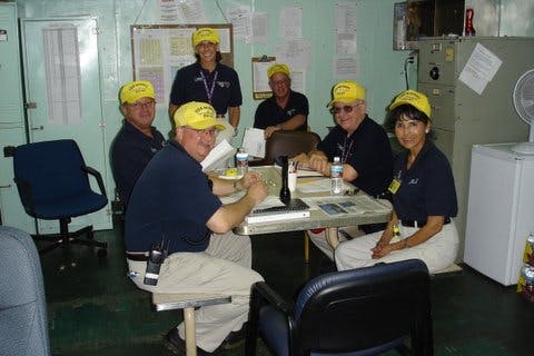 Docents working in the original Docent Office in March 2005