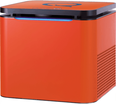 The qPCR hardware: a small, orange box.