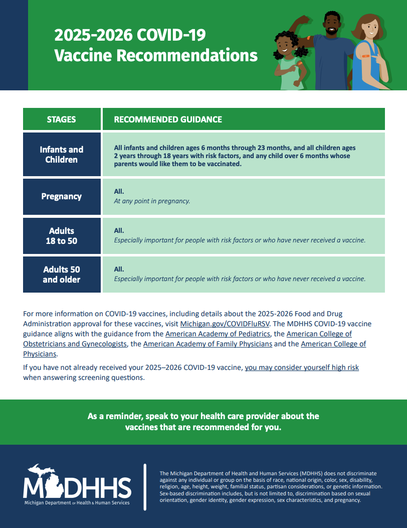 Factsheet: 2025-2026 Michigan COVID-19 vaccine recommendations