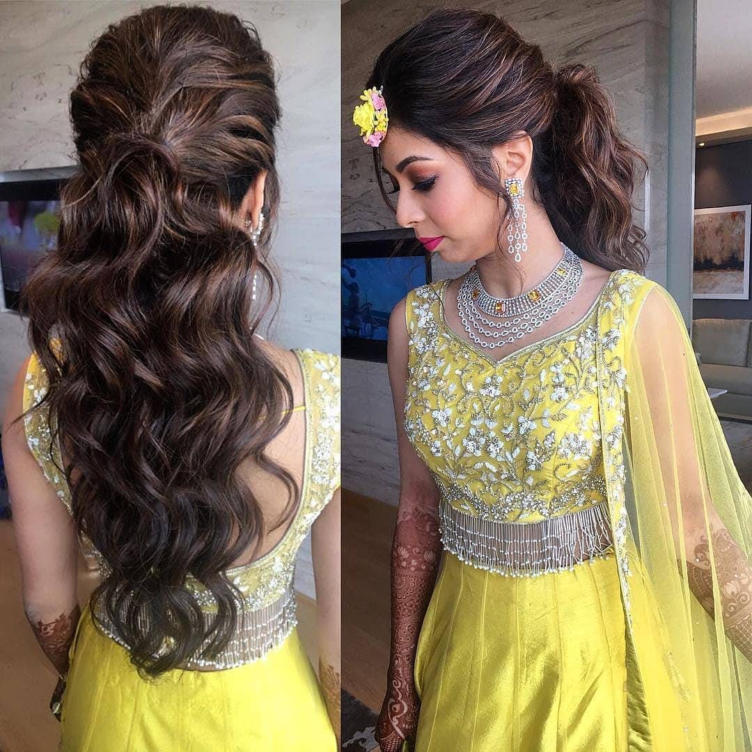 Braid Hairstyle for Haldi Ceremony | Long hair wedding styles, Wedding hair  inspiration, Pakistani bridal hairstyles