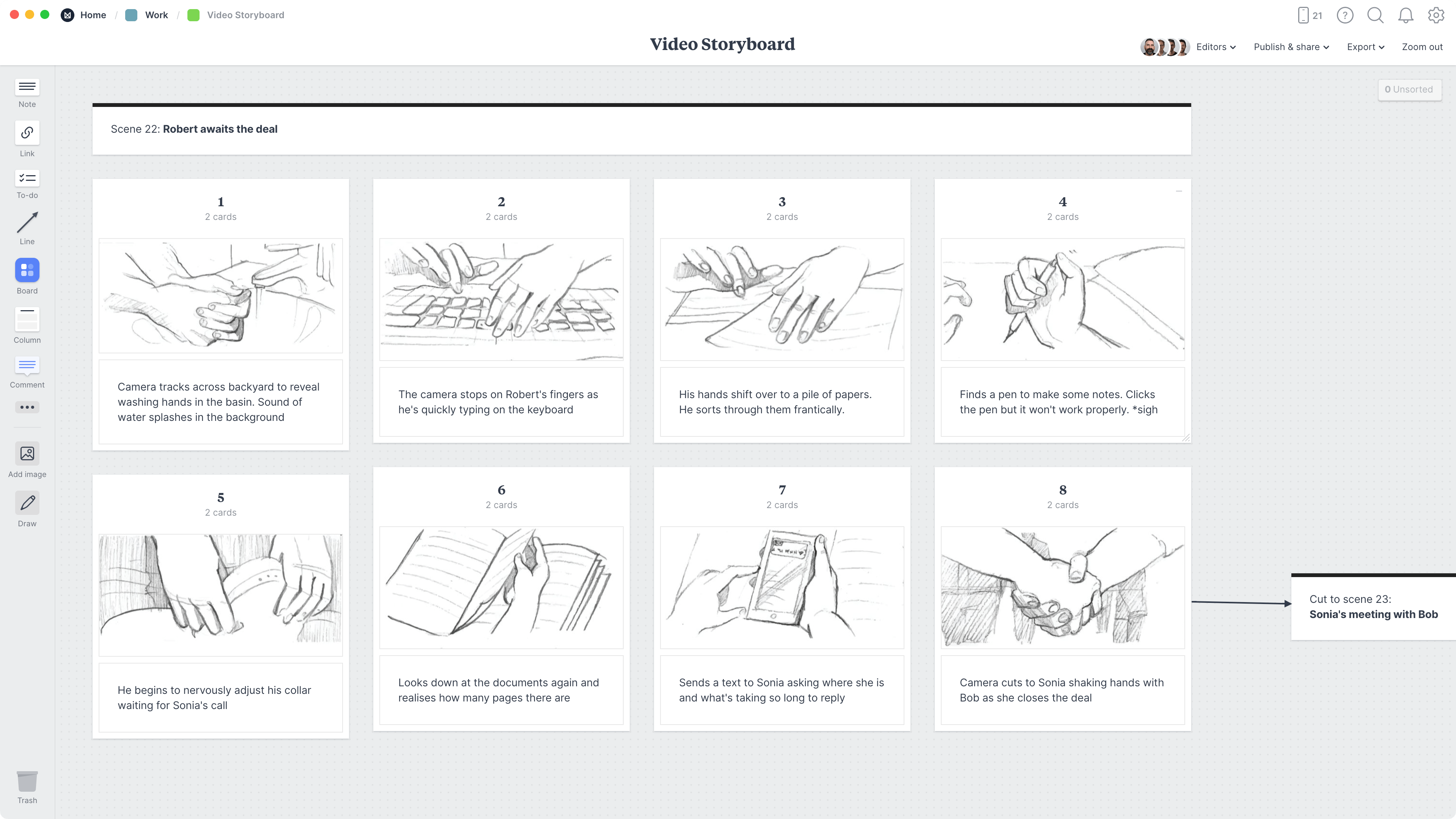 Video storyboard example