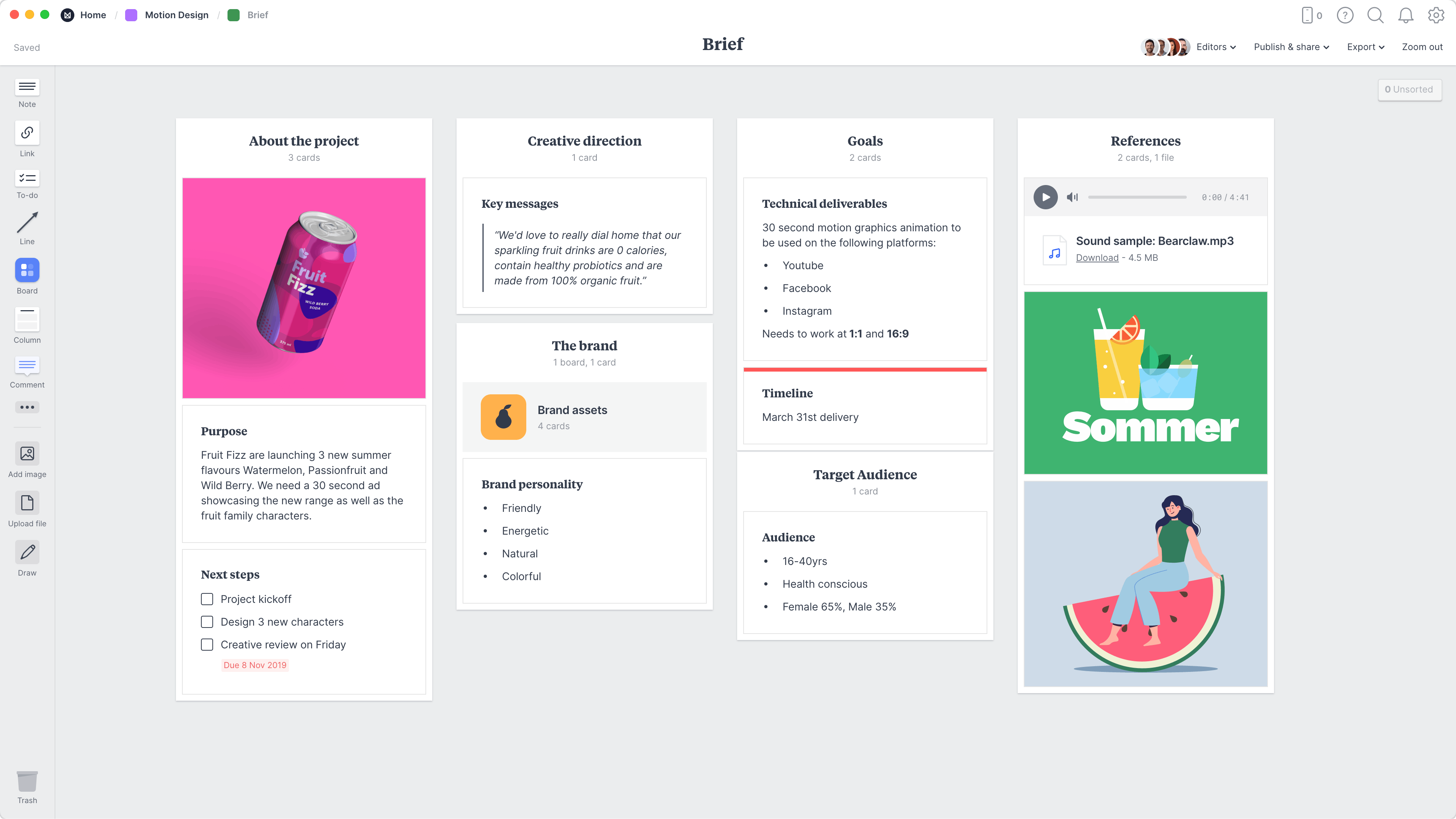 Motion design brief guide example