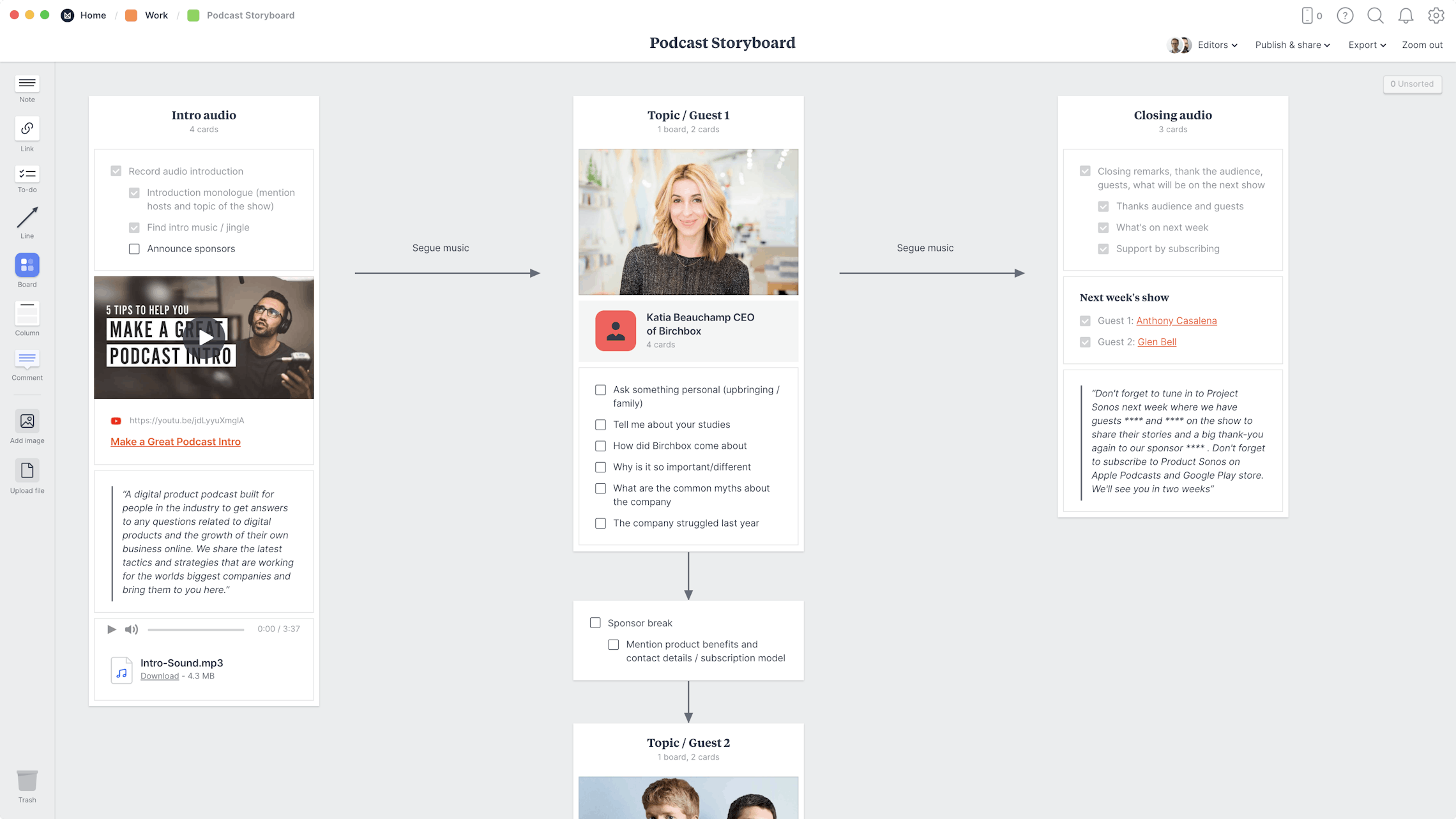 Podcast Storyboard Template Example Milanote