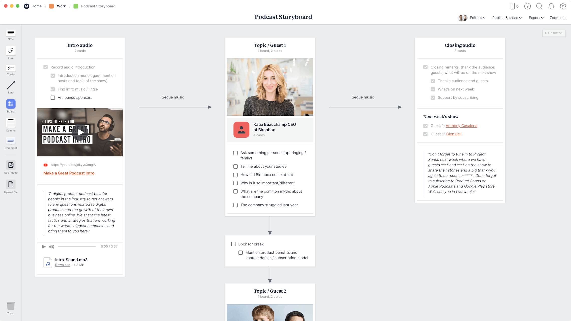 Podcast Storyboard Template & Example - Milanote