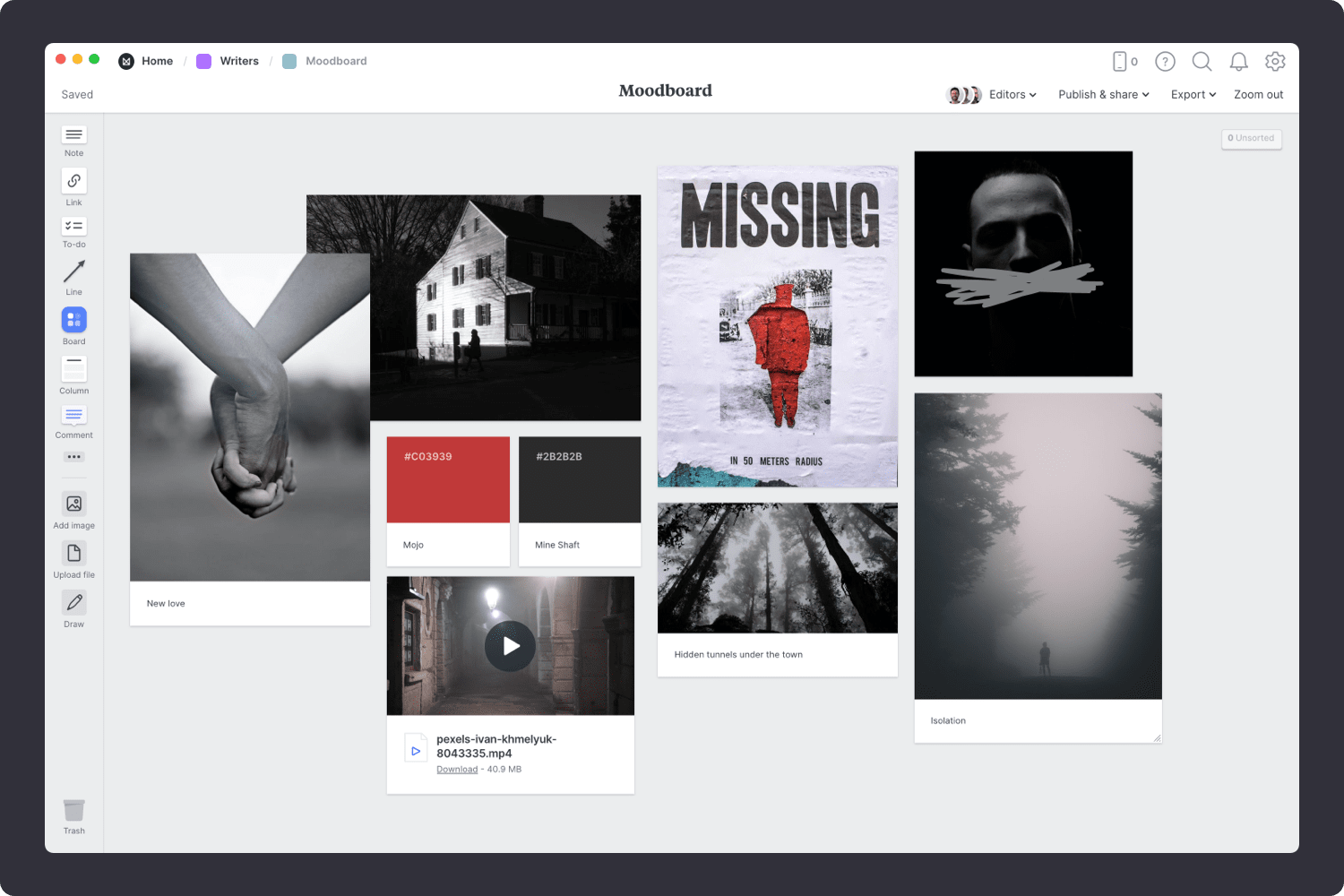 planning writing a book novel moodboard step06