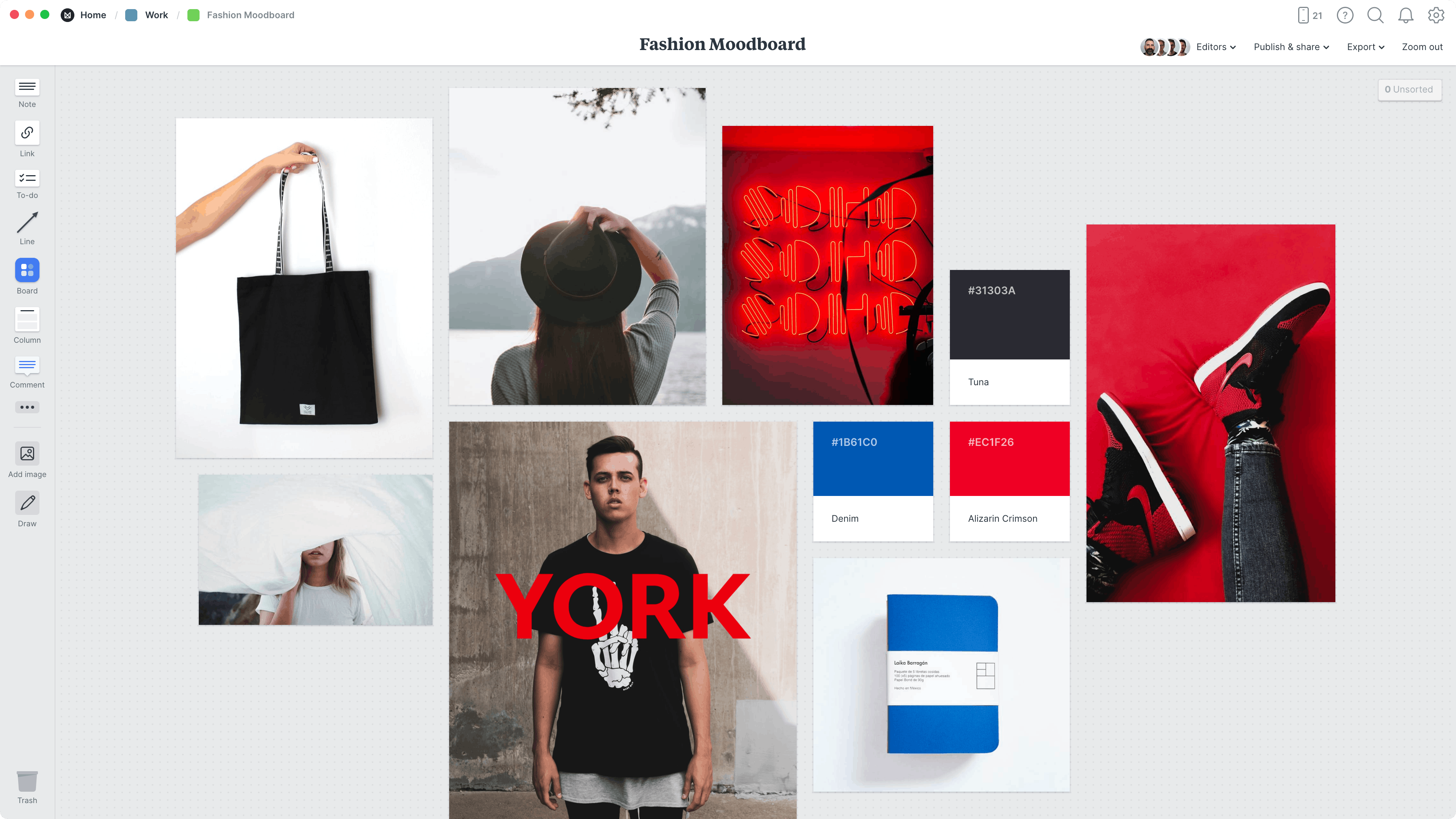 Fashion Moodboard Template, within the Milanote app