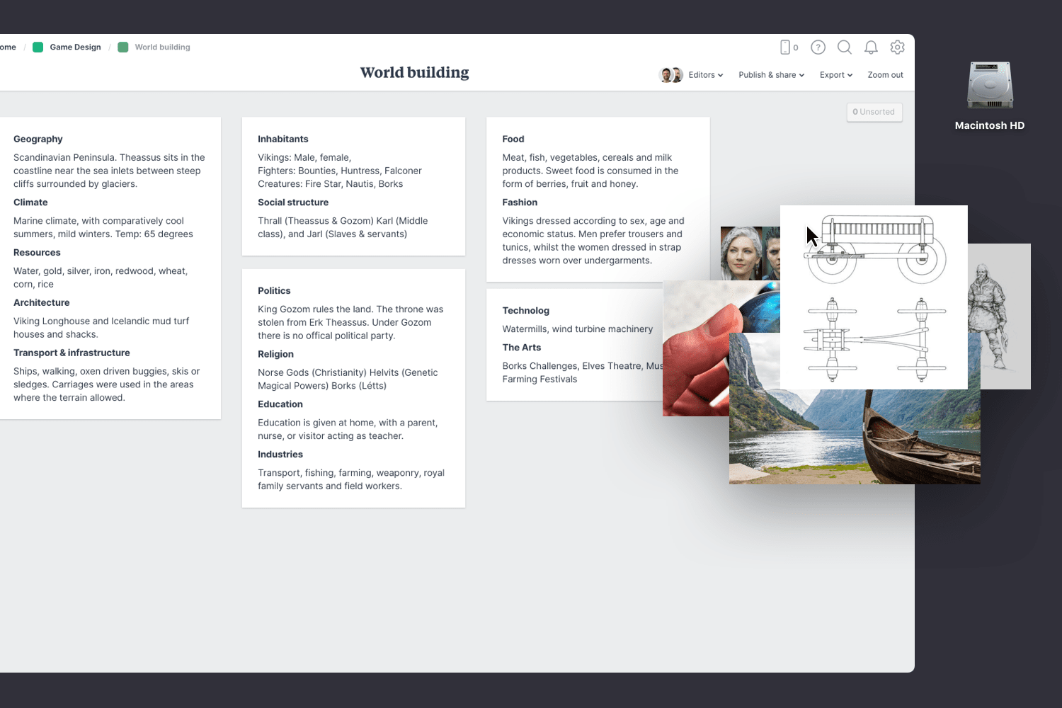 Adding visual references to game design worldbuilding