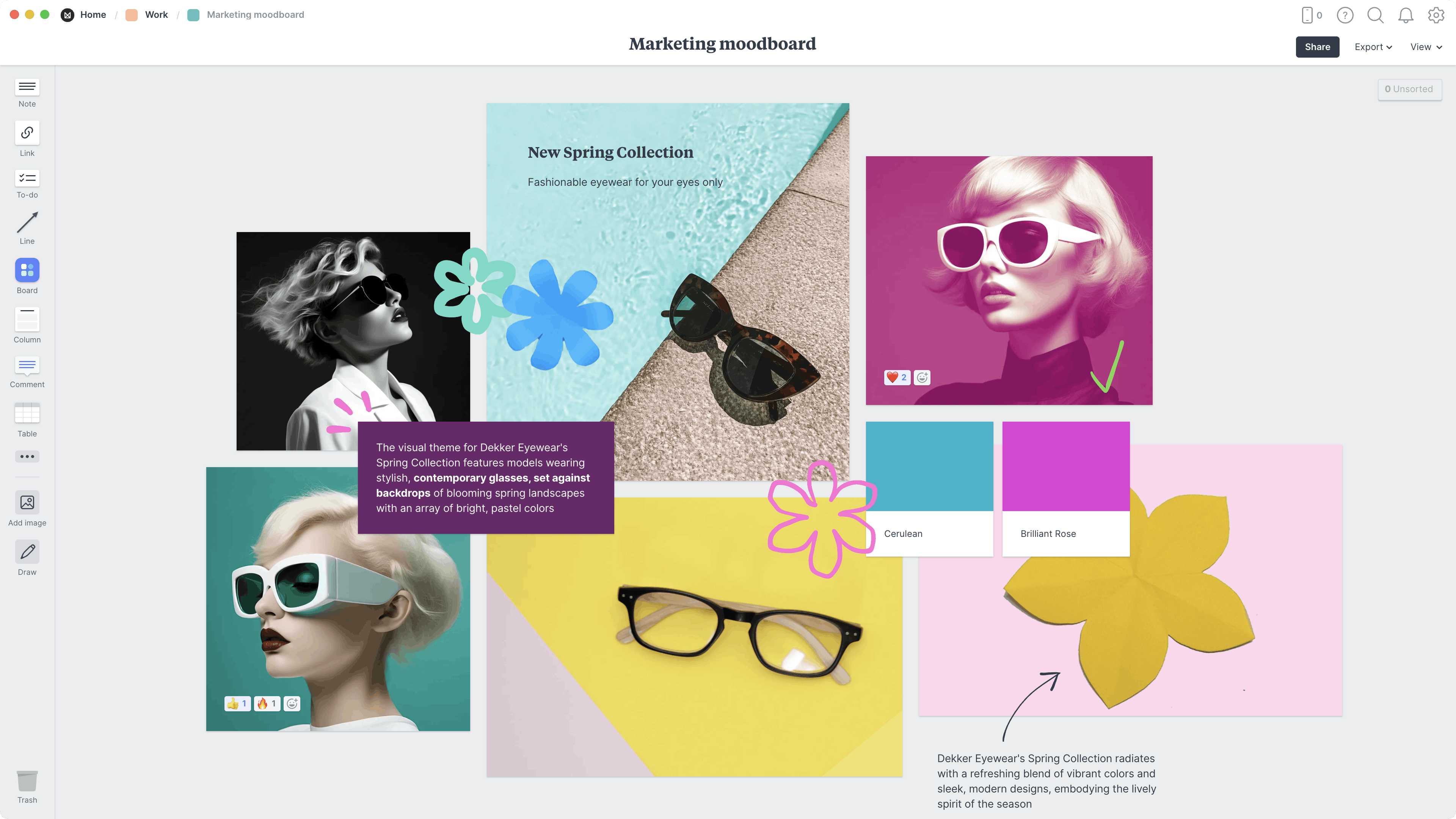 Marketing Campaign Moodboard Template, within the Milanote app