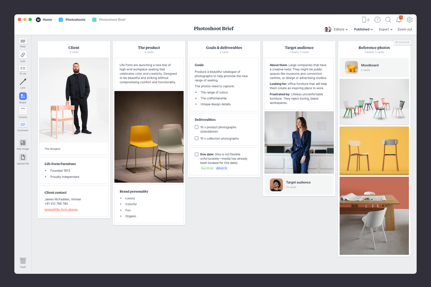 Photoshoot Plan Template & Example Milanote