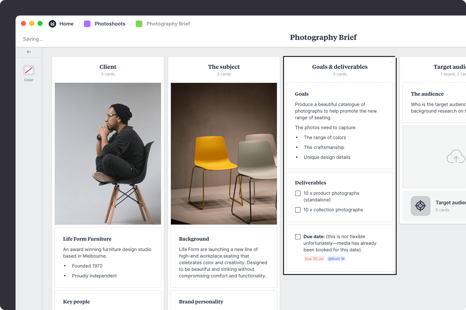 Photoshoot Brief Template & Example Milanote