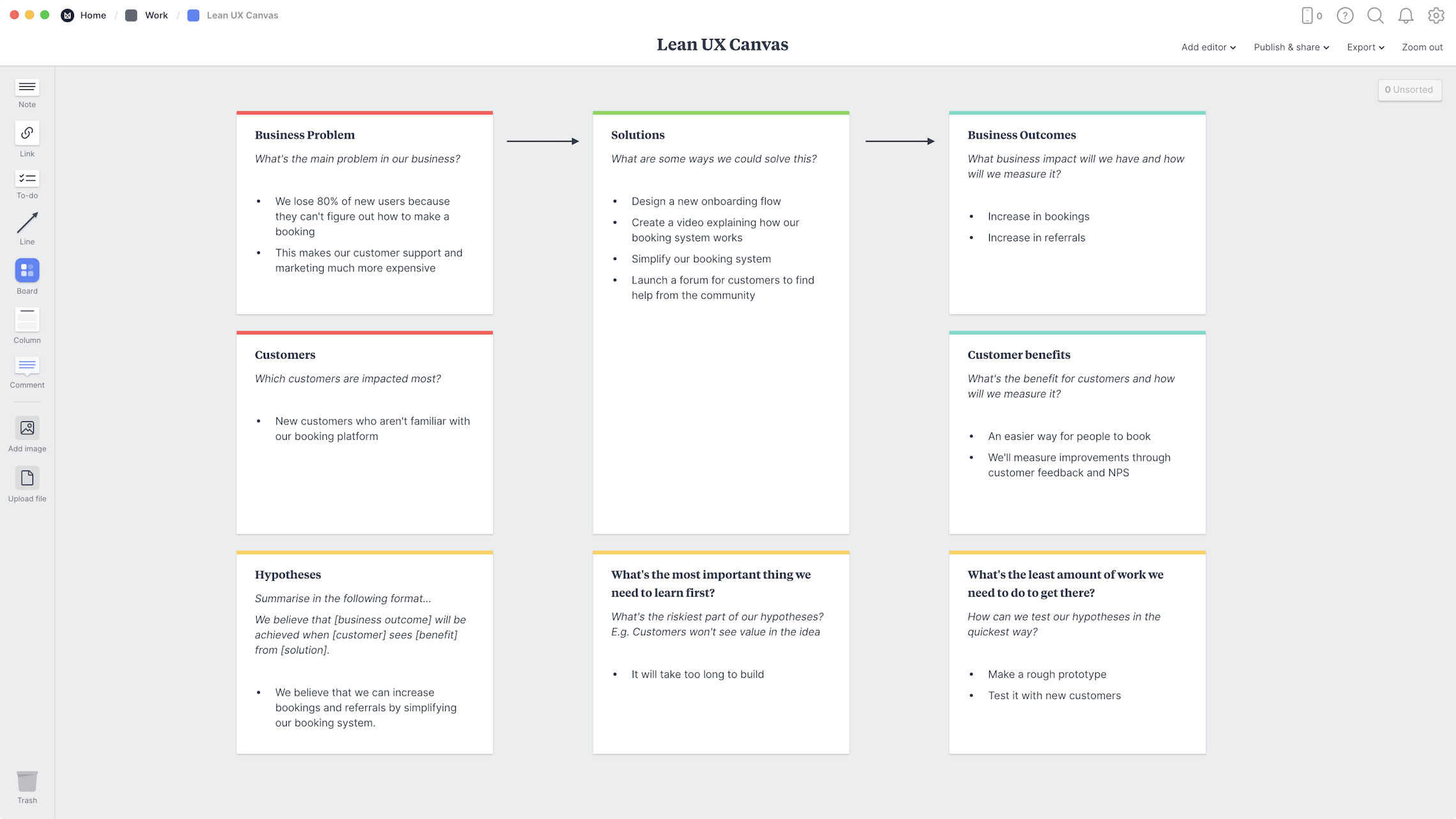 Lean Ux Canvas Template Example Milanote