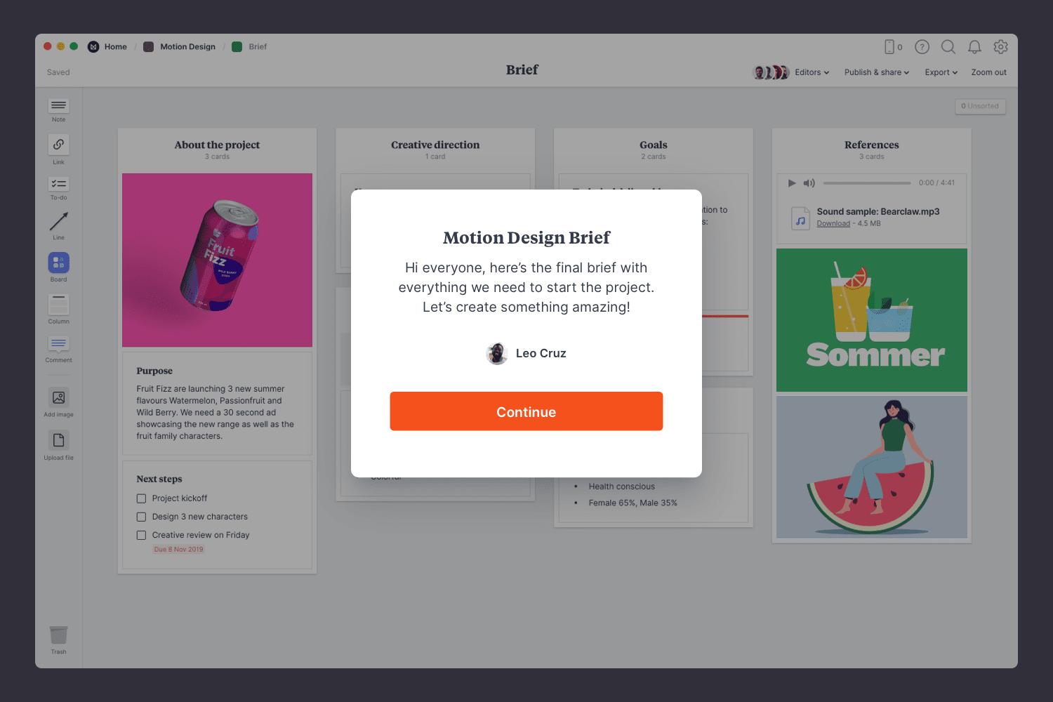 Motion Design Brief Template & Example Milanote