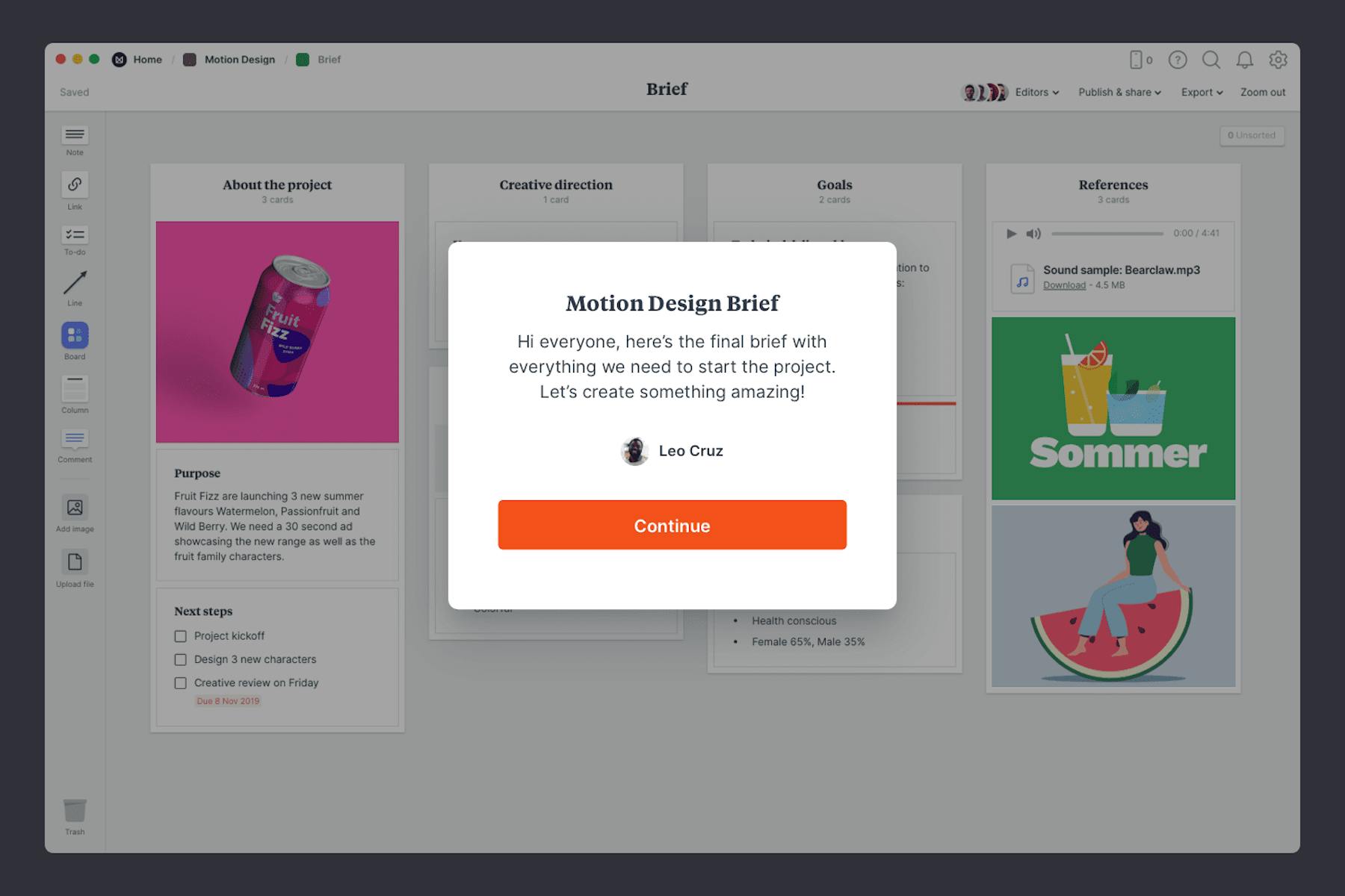 Motion Design Brief Template & Example Milanote