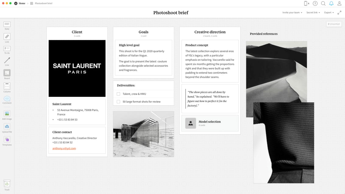 Photo Shoot App Planning Tool For Photographers Milanote