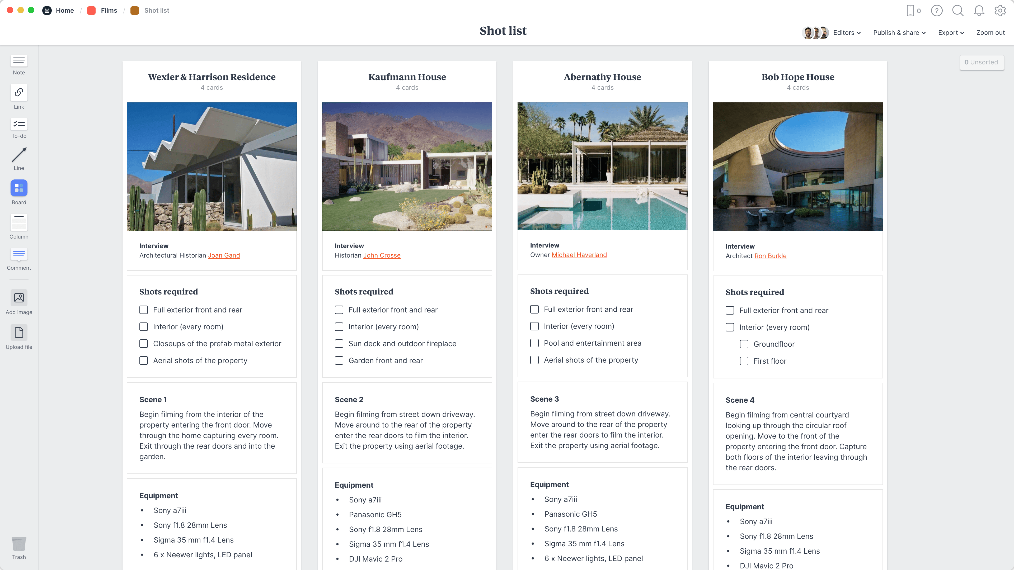 Film Shot List Template Example Milanote