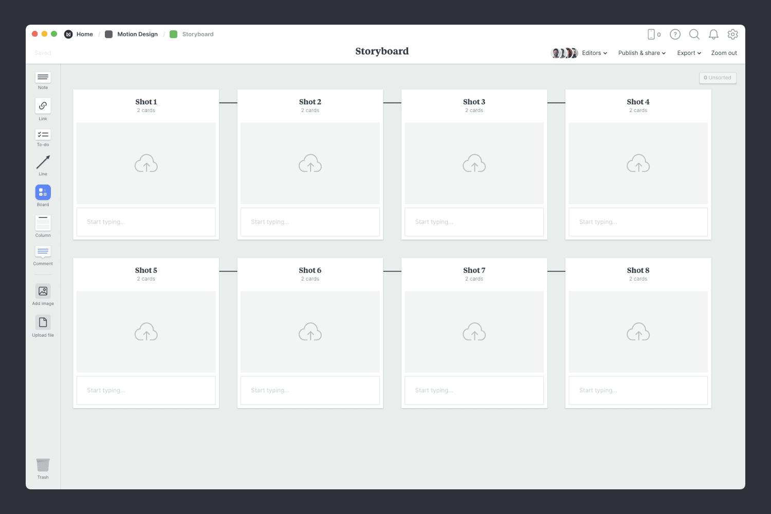 Motion Design Storyboard Template & Example Milanote