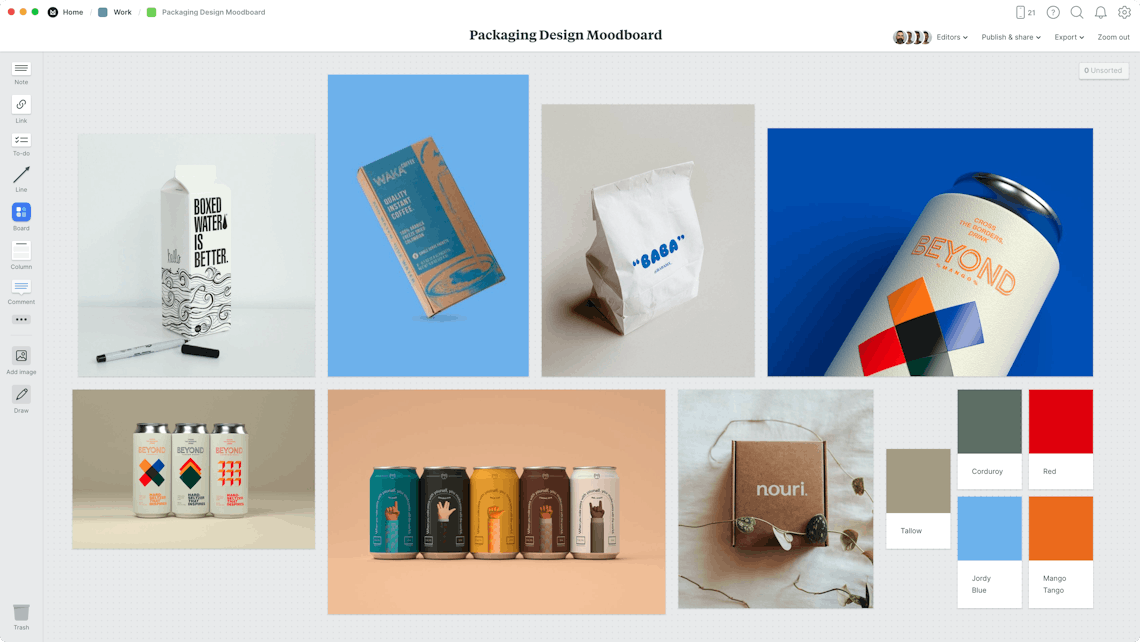 Packaging Design Moodboard Template & Example Milanote