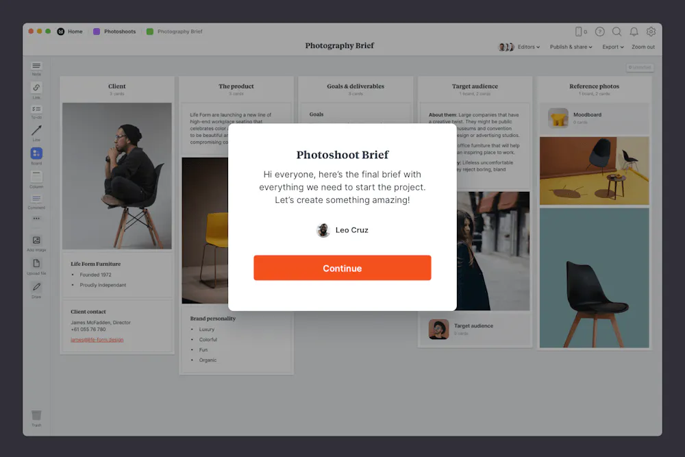 Photoshoot Plan Template & Example Milanote