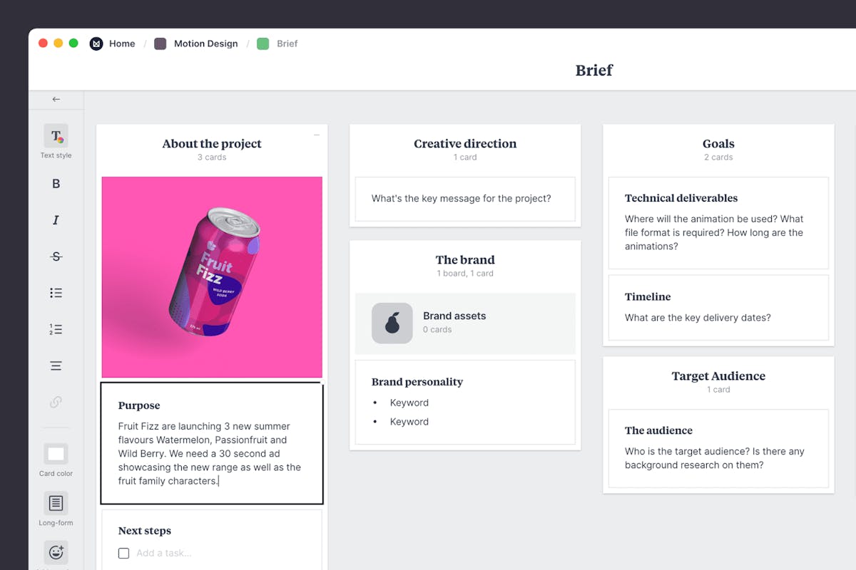 Motion Design Brief Template & Example Milanote