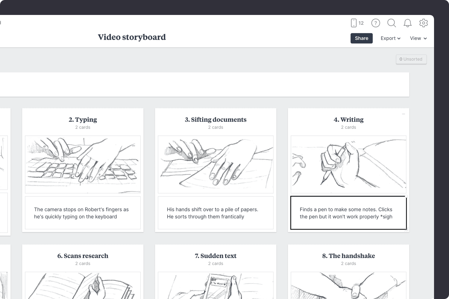 Milanote video storyboard template step04