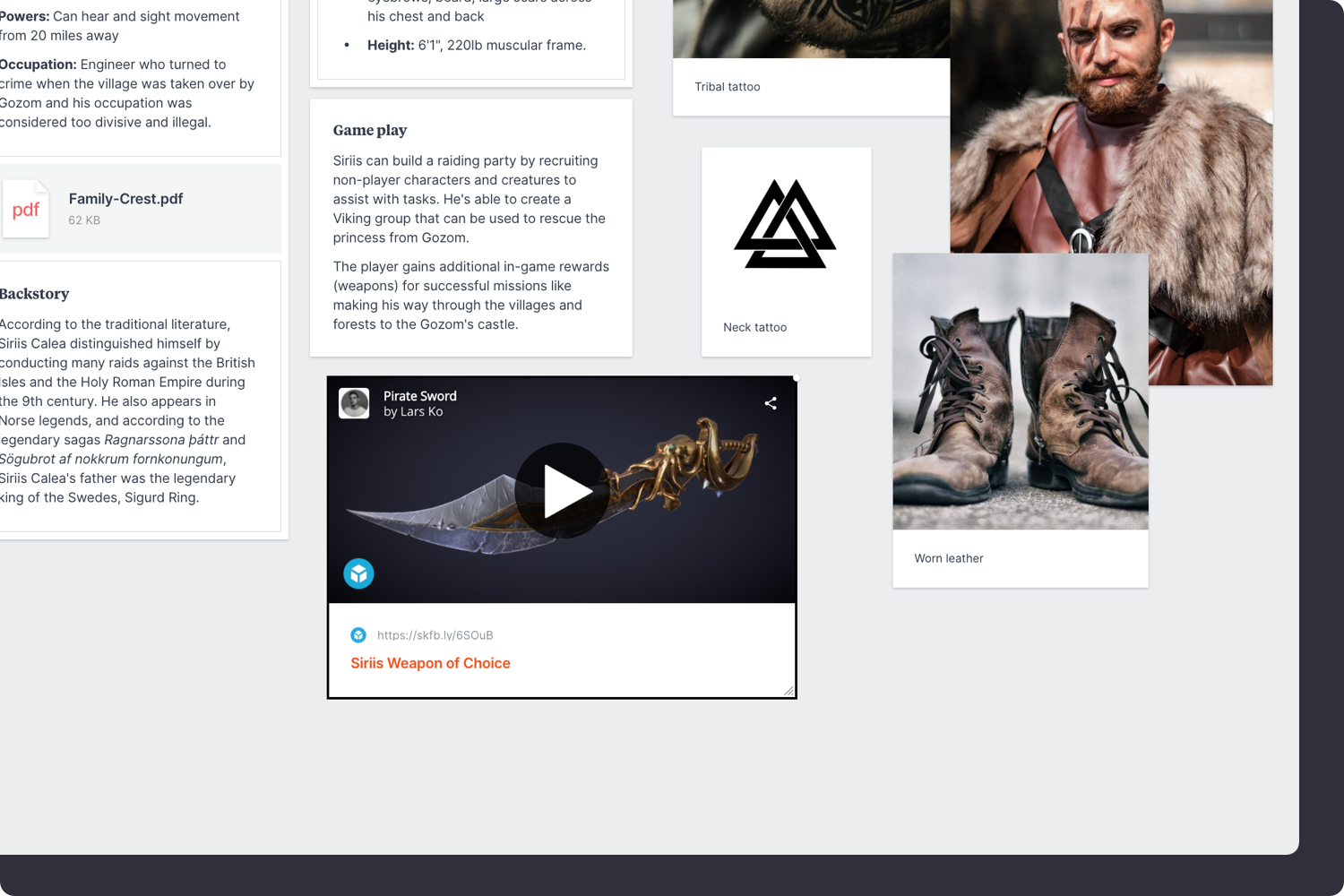 Video Game Character Profile Template & Example Milanote