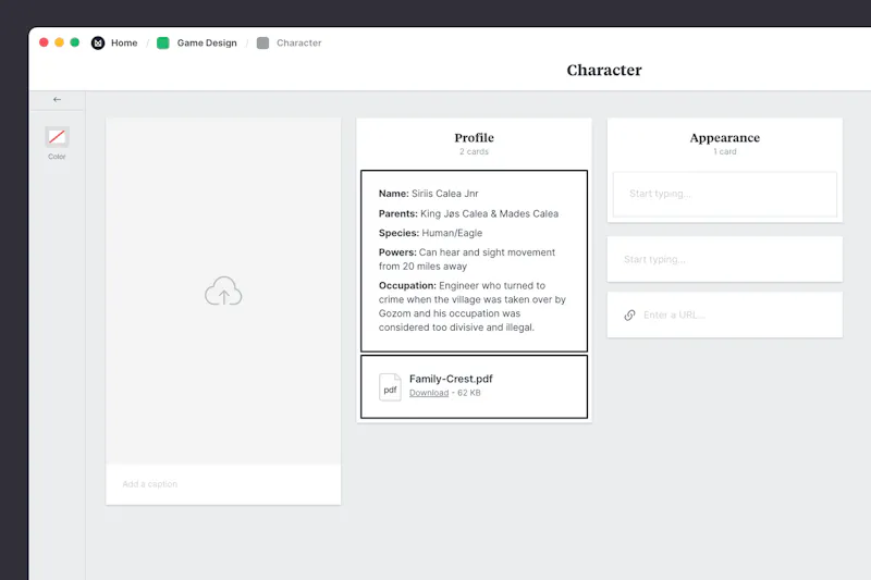 Video Game Character Profile Template & Example - Milanote