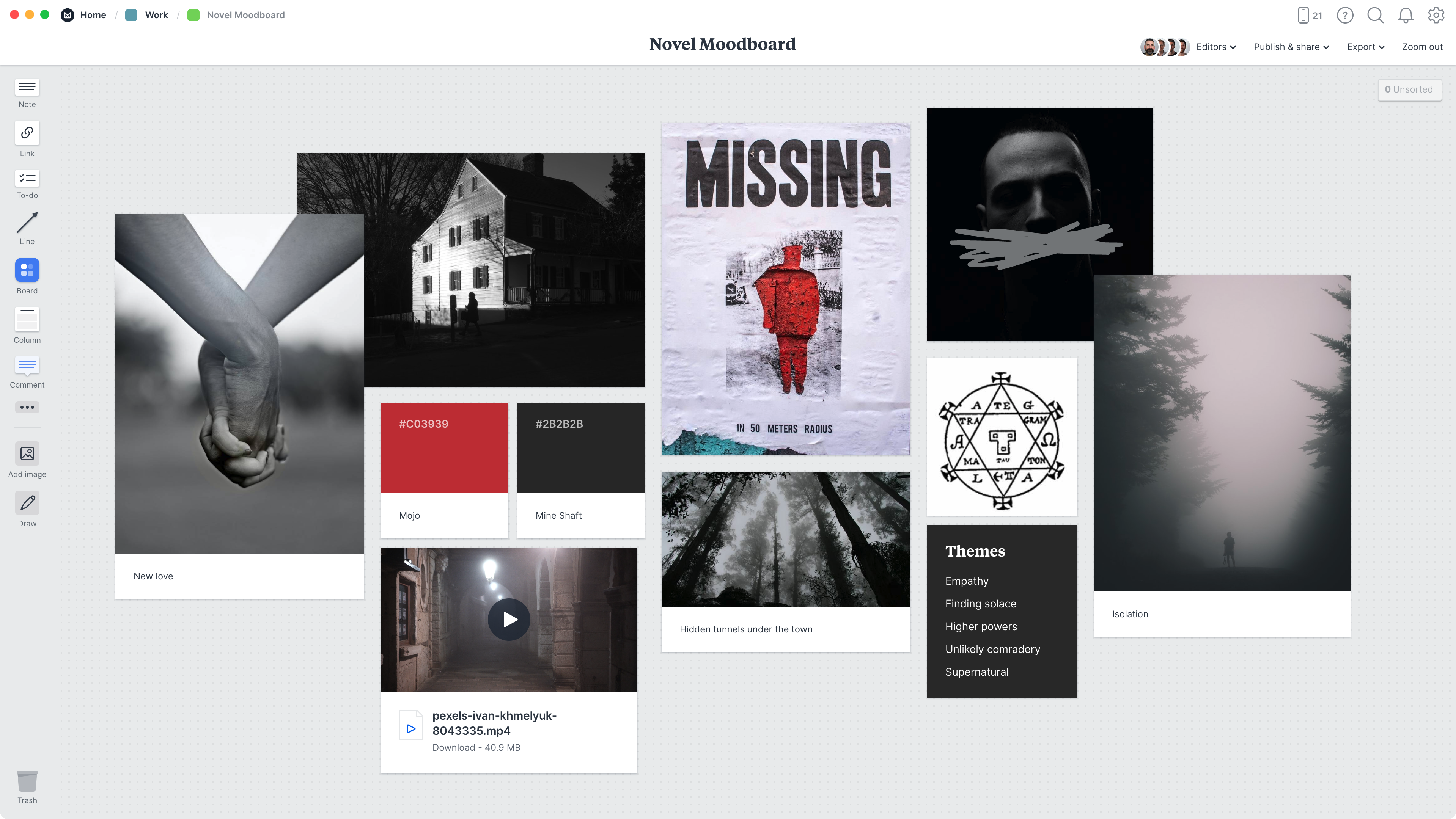 Novel Moodboard Template & Example - Milanote