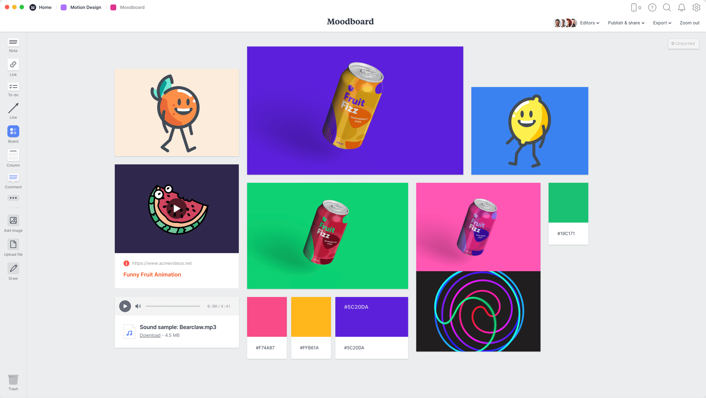 motion design moodboard example