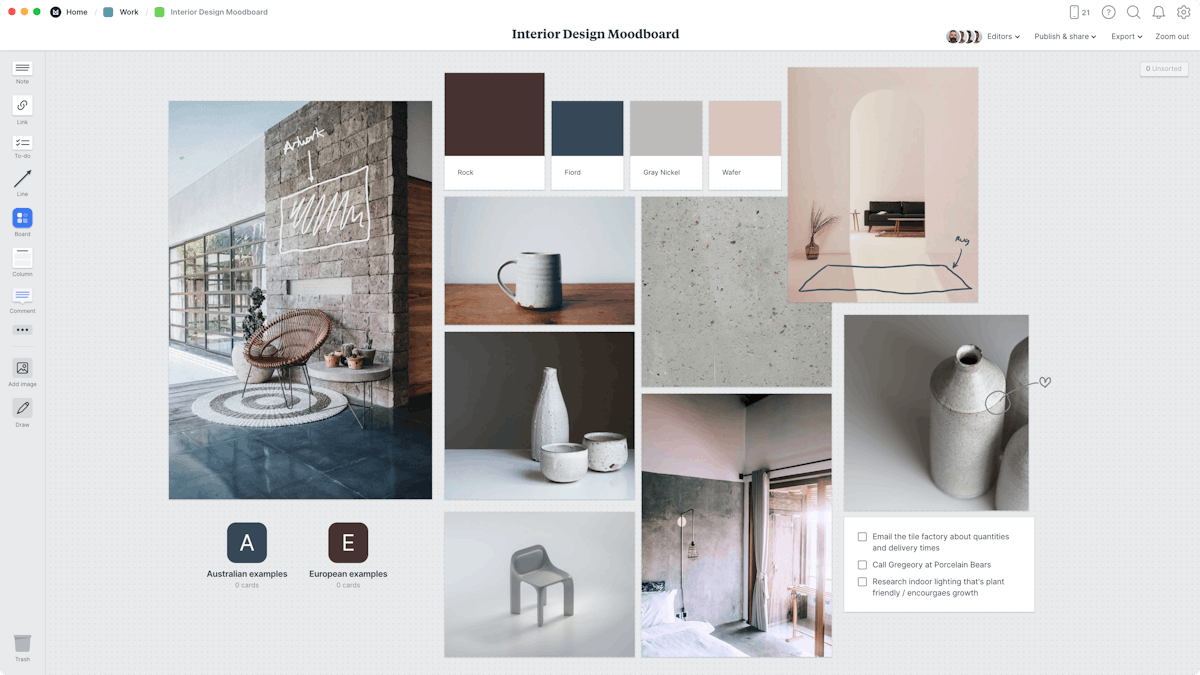 Visual Workspace For Interior Designers - Milanote