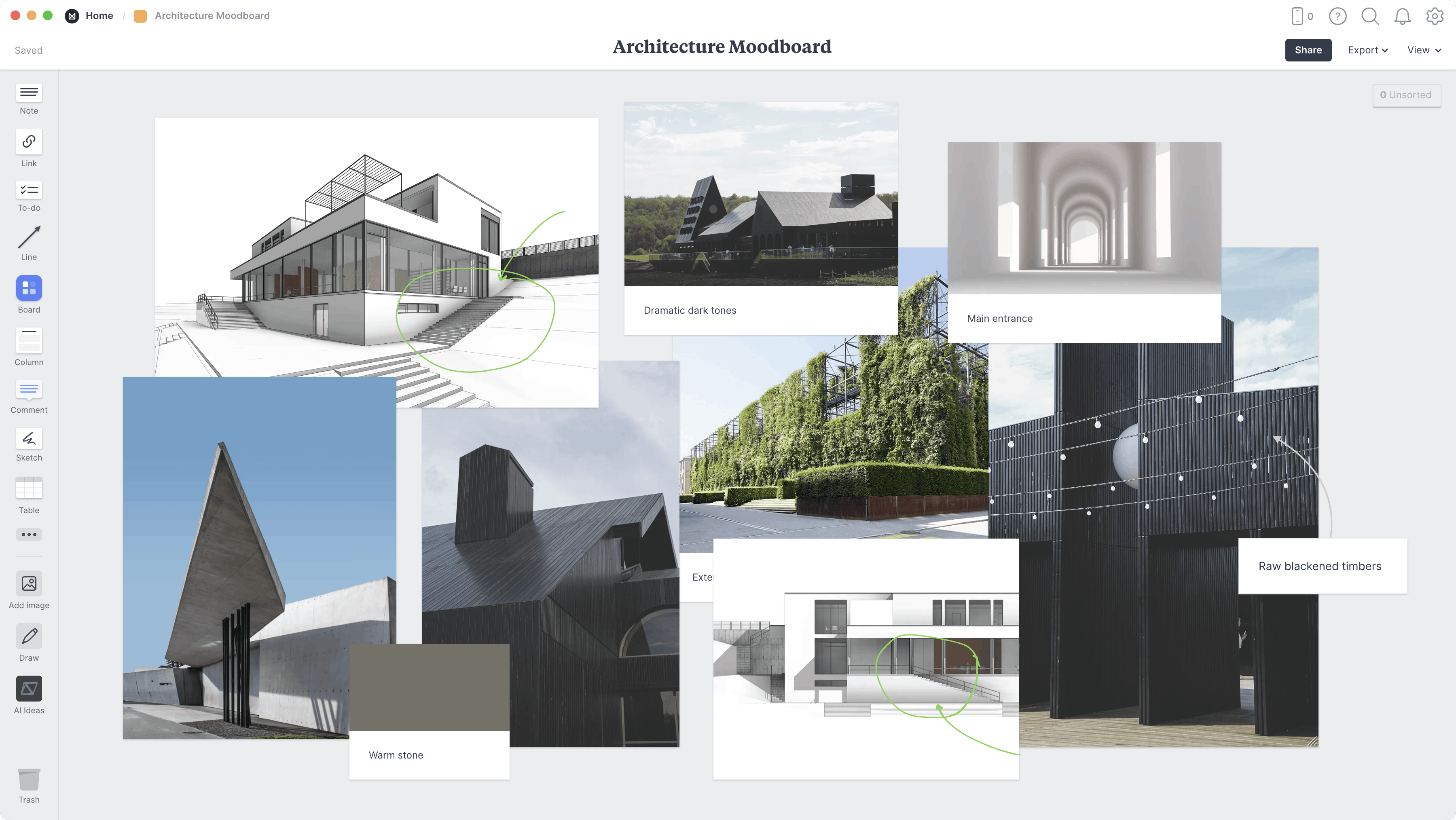 Architecture Moodboard Template, within the Milanote app