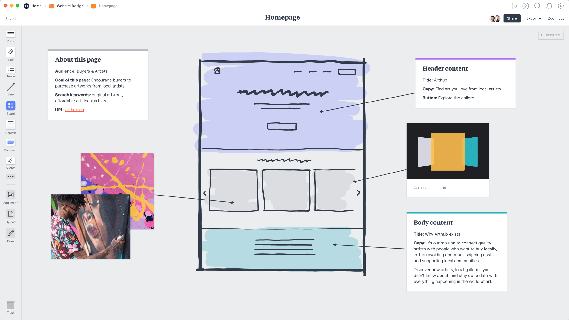 Website content plan example