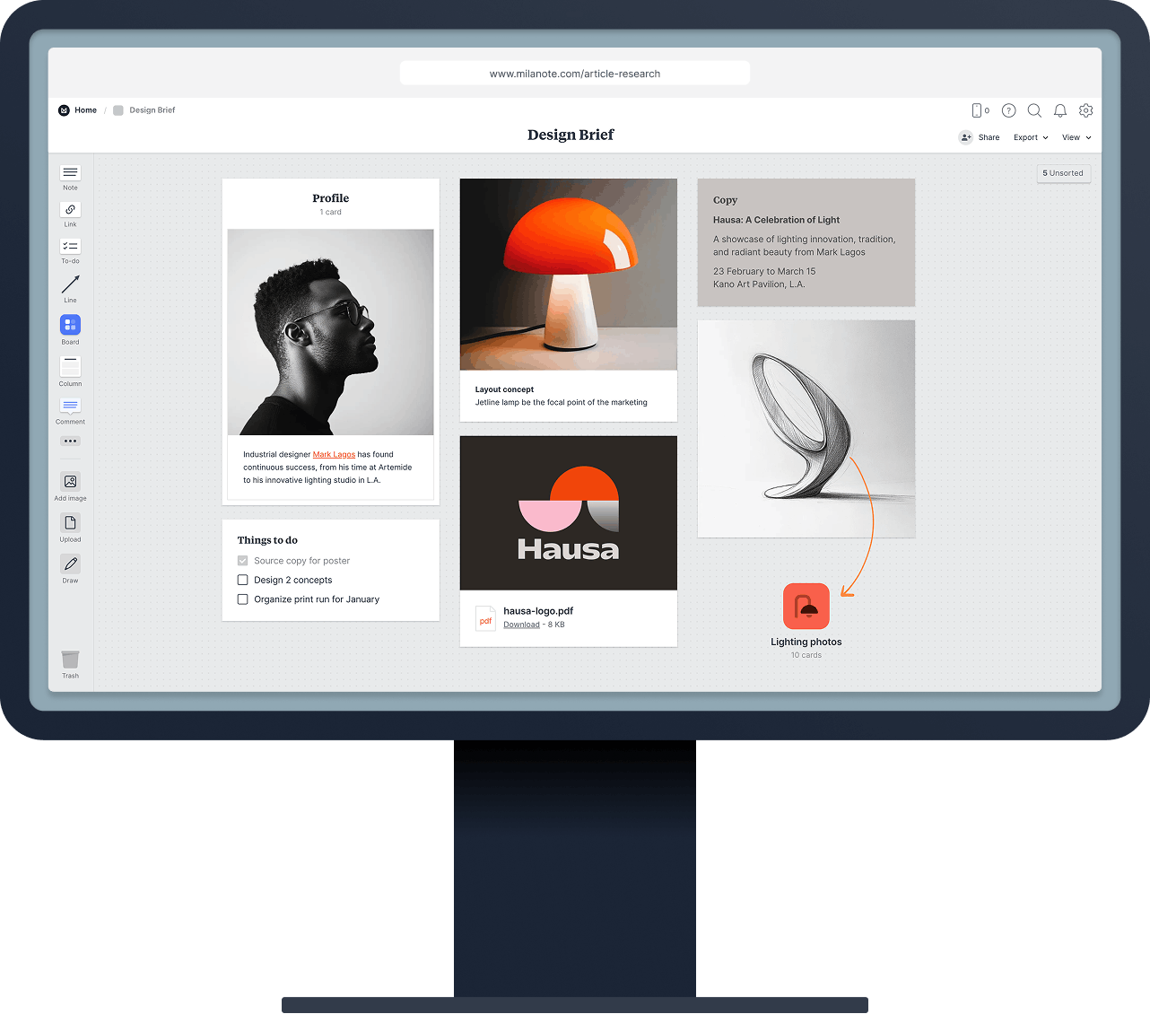 Screenshot of Milanote