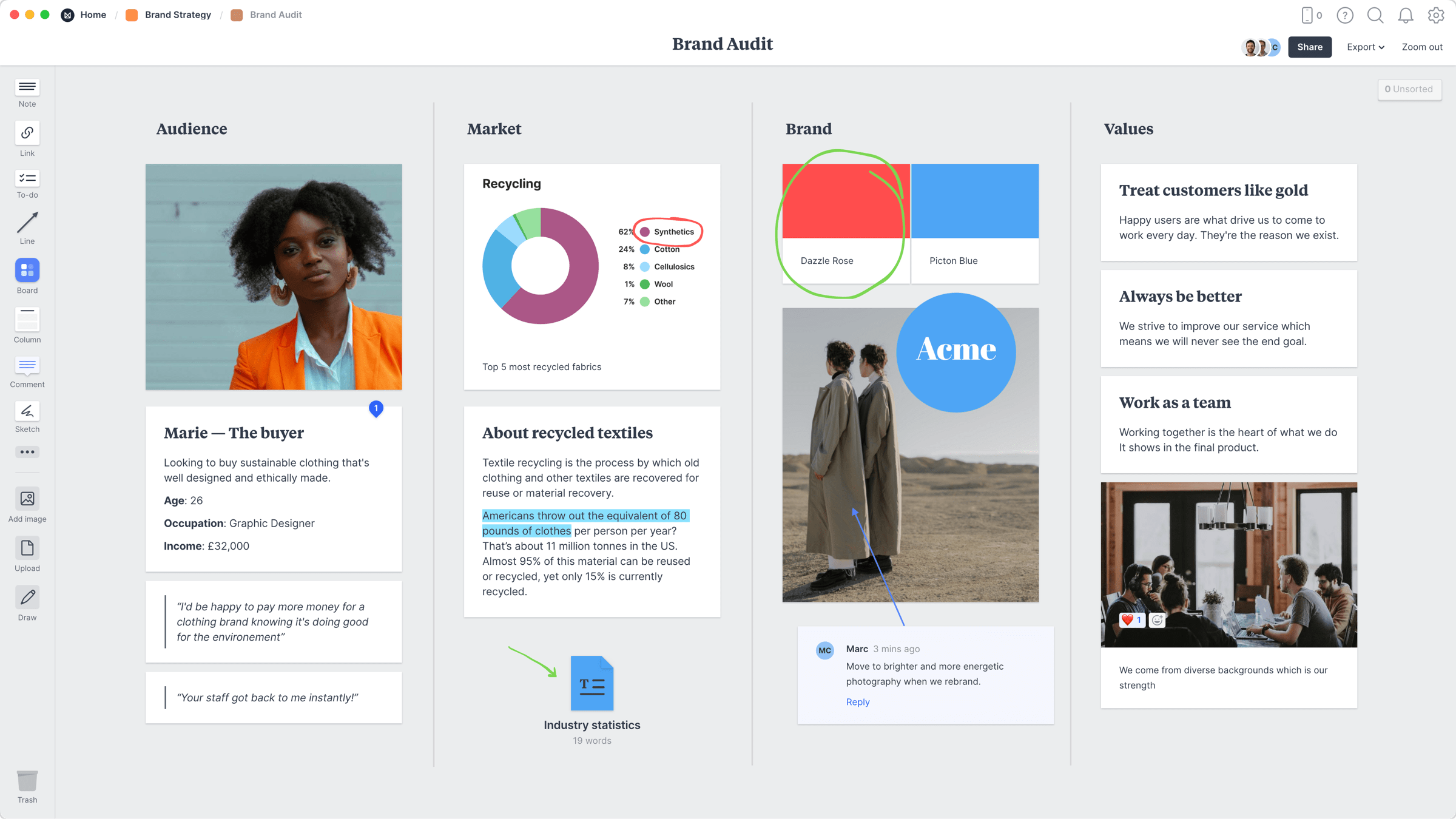 Brand Audit Template, within the Milanote app