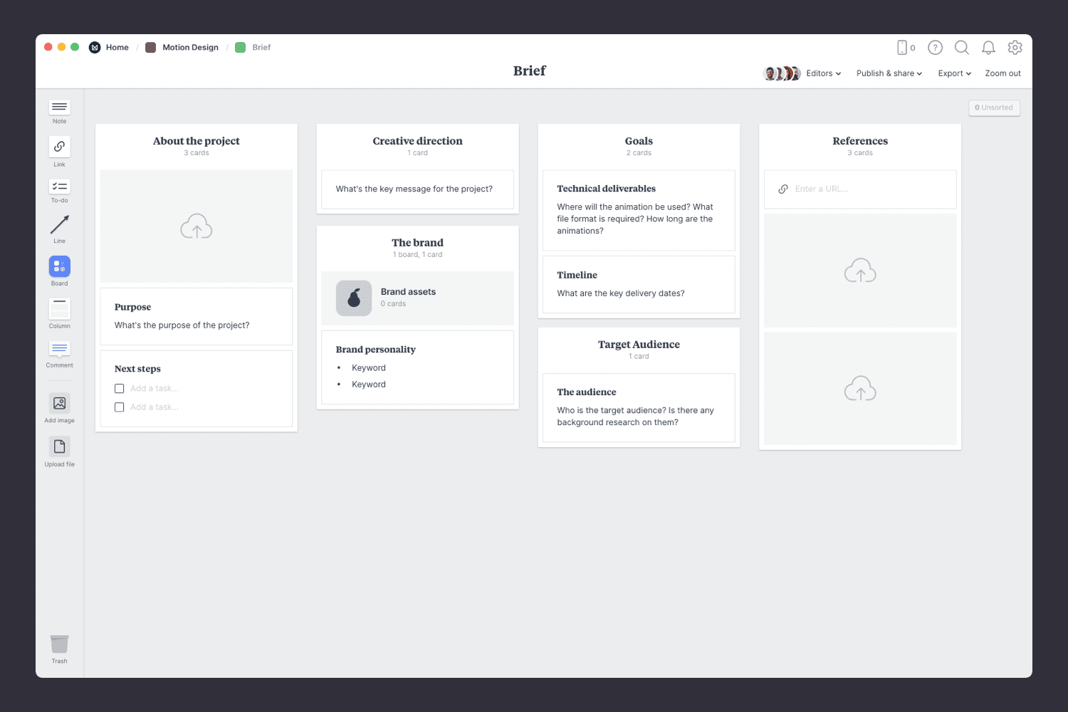 Motion Design Brief Template & Example Milanote