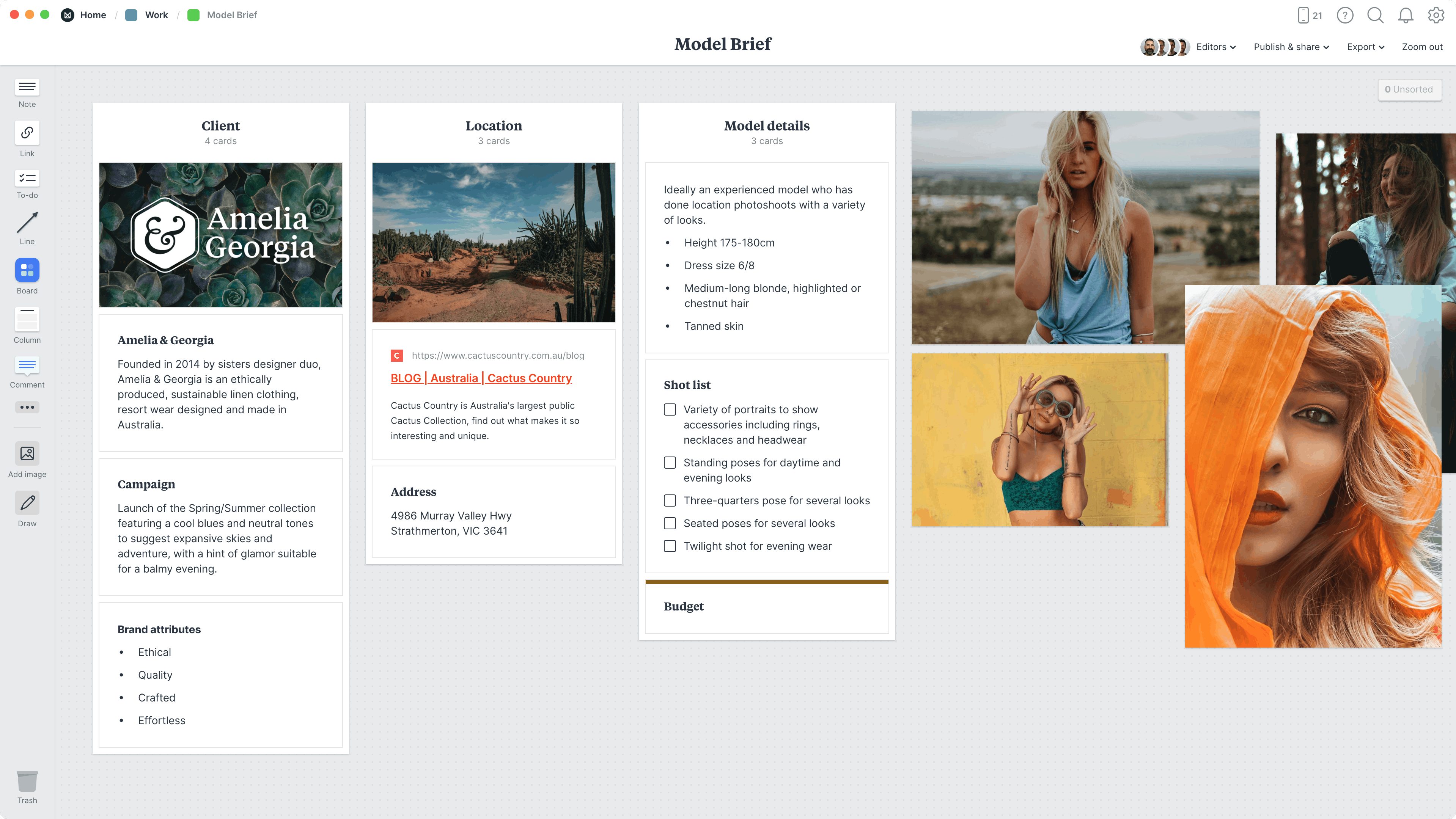 Model Brief Template & Example - Milanote