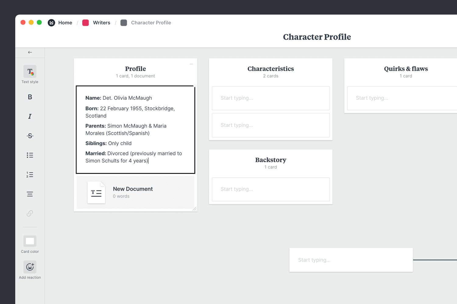Character Profile Free Template Example Milanote