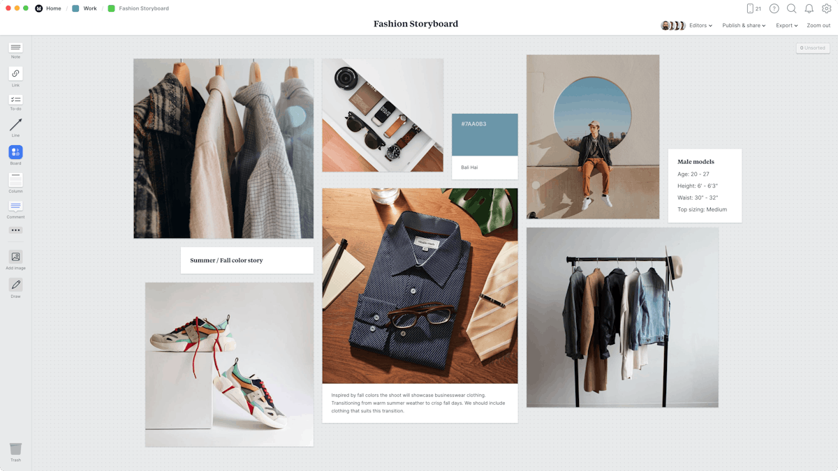 Fashion Storyboard Template & Example Milanote