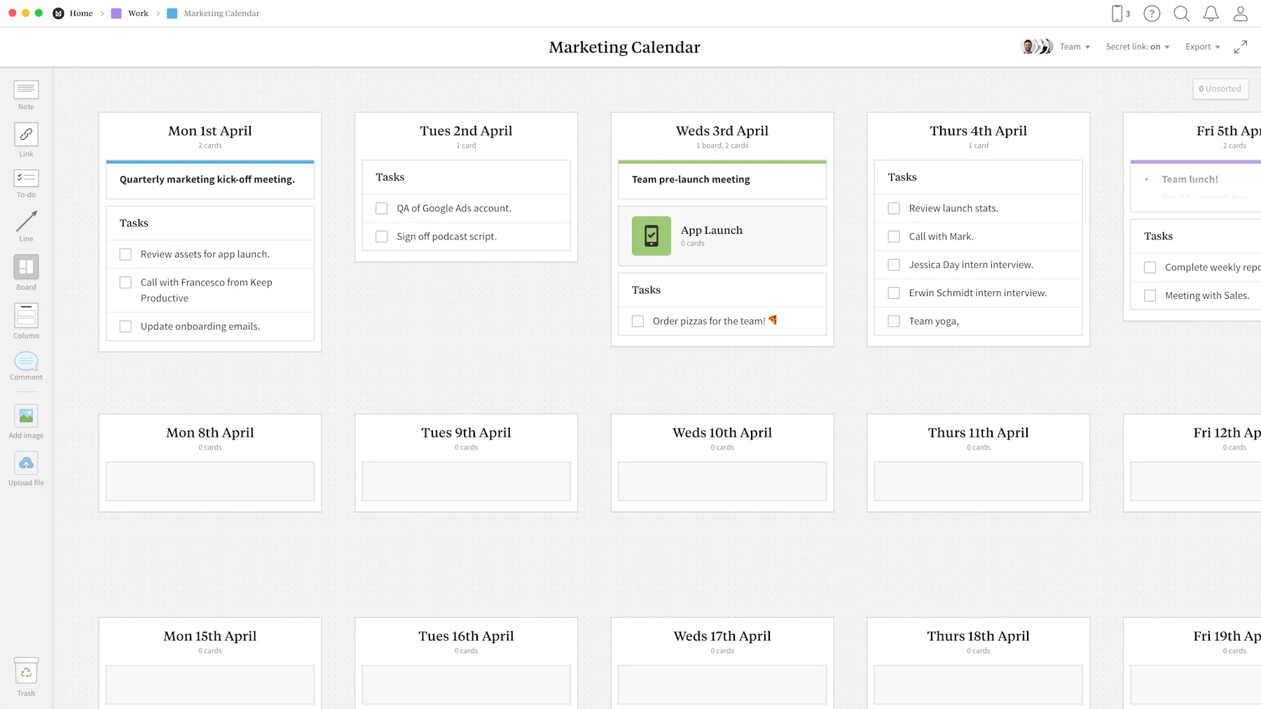 Marketing Calendar Template Example Milanote