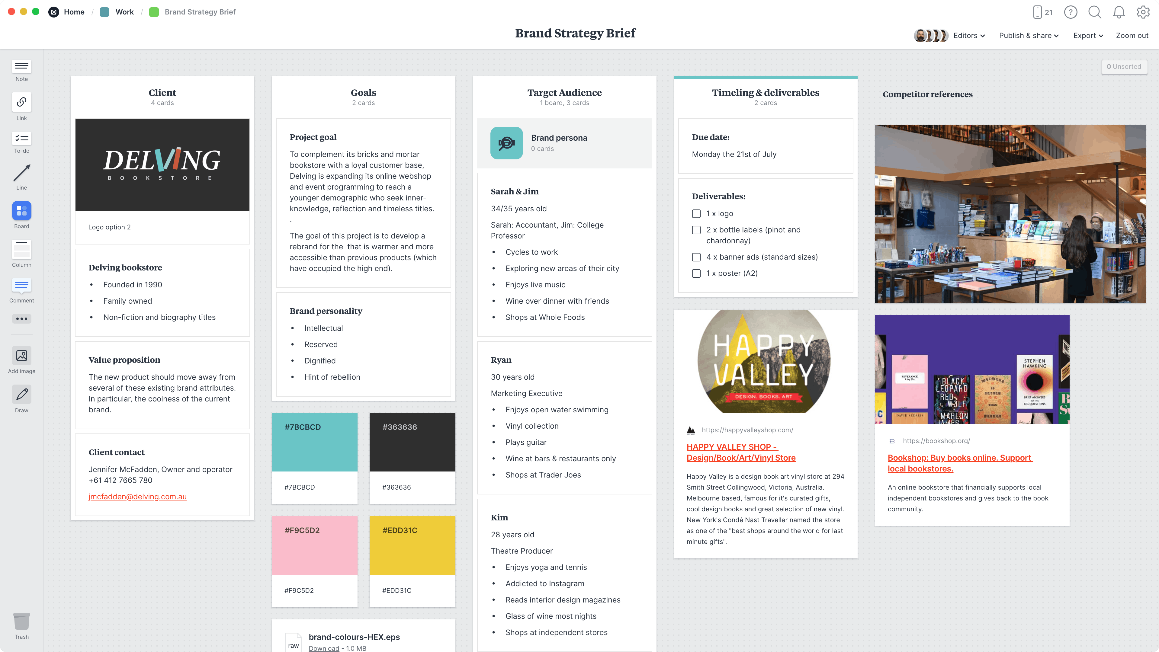 Brand Strategy Brief Template, within the Milanote app