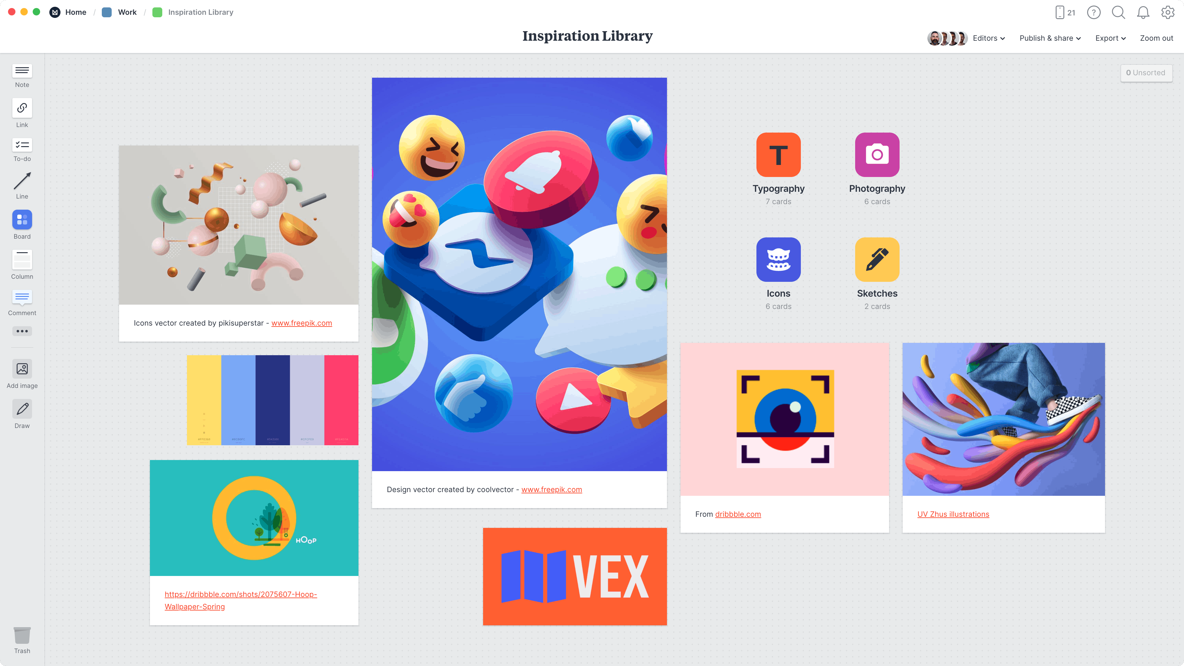 Inspiration Library Template, within the Milanote app