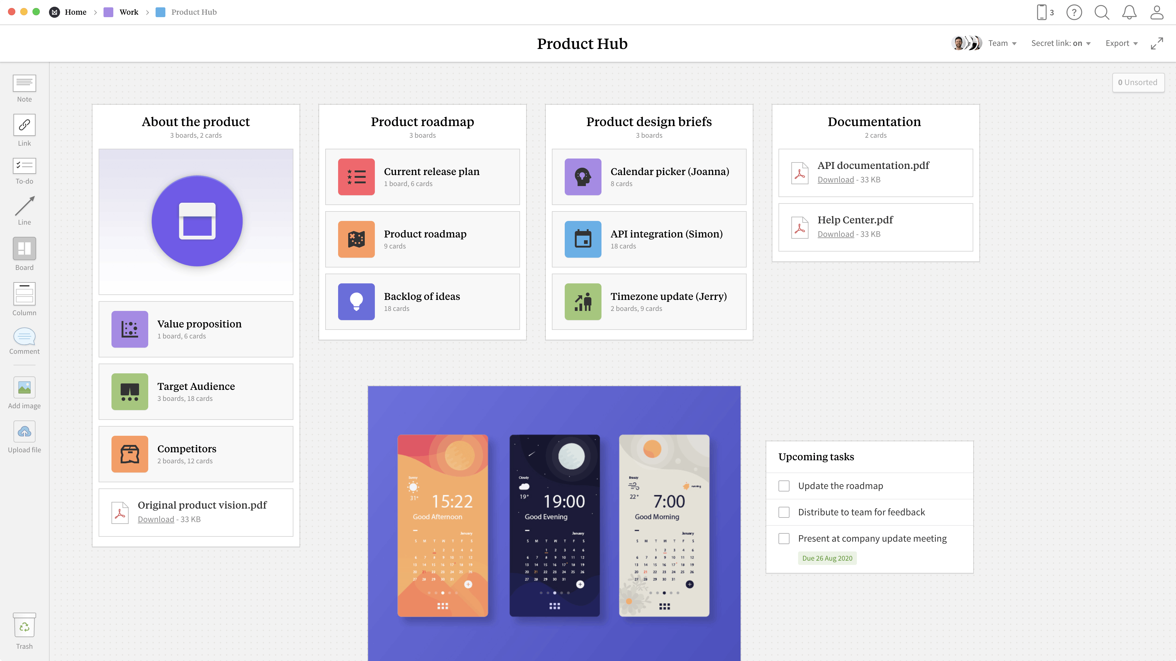 Product Hub Template & Example Milanote