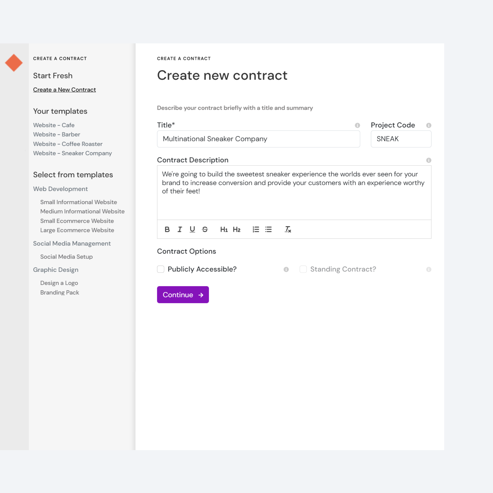 custom work client contract template